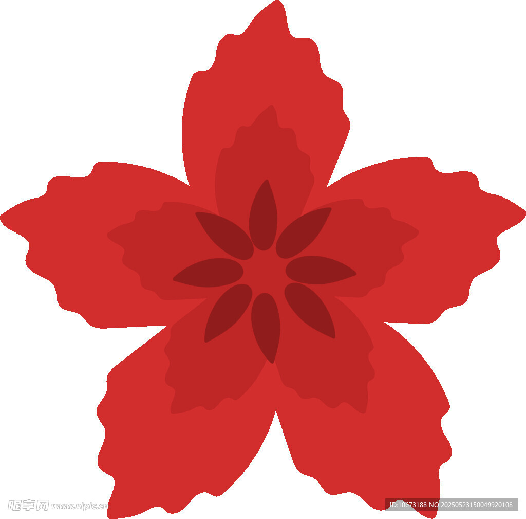 红色六瓣花朵图案