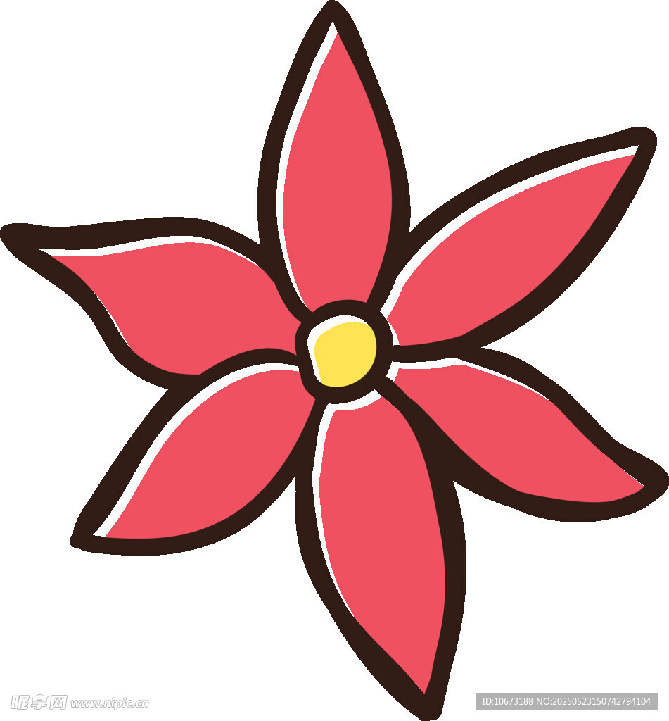 红色五瓣花朵插画