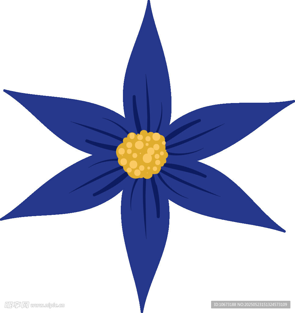 蓝色六瓣花插画图案