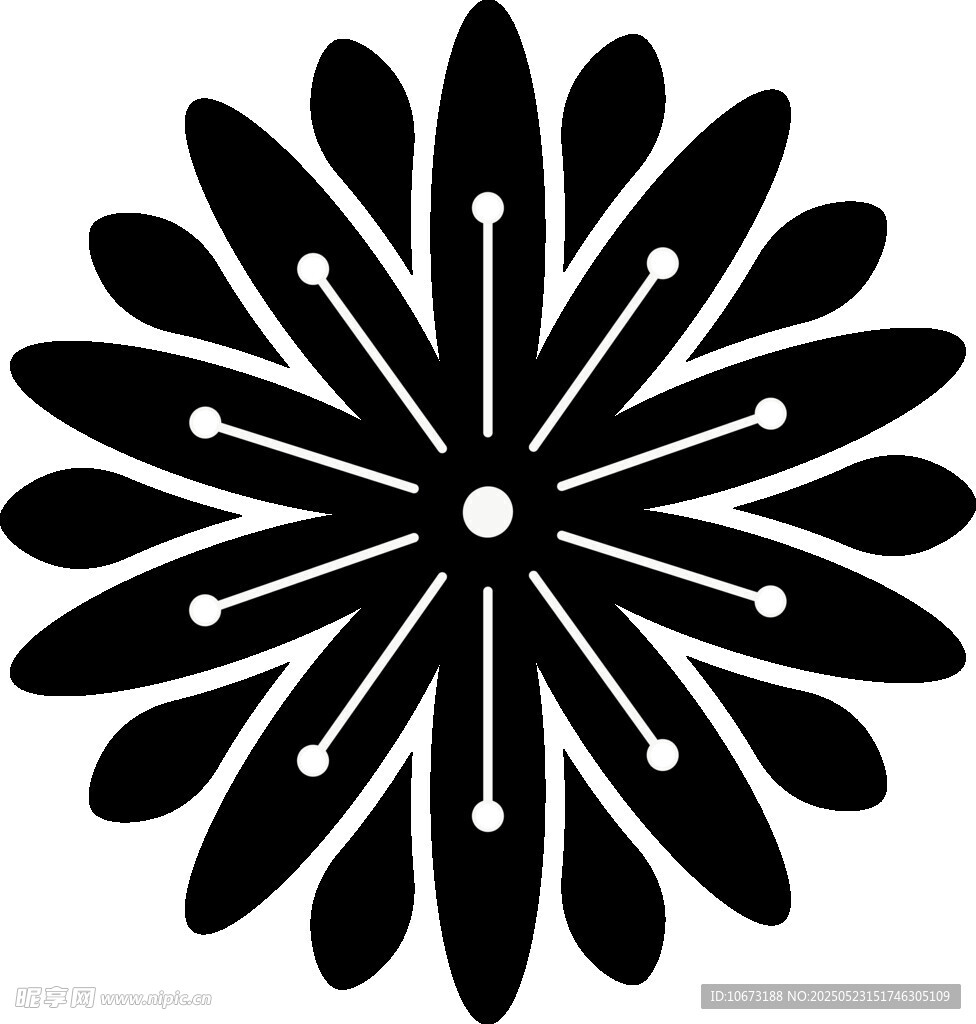 简约黑白花朵图案设计