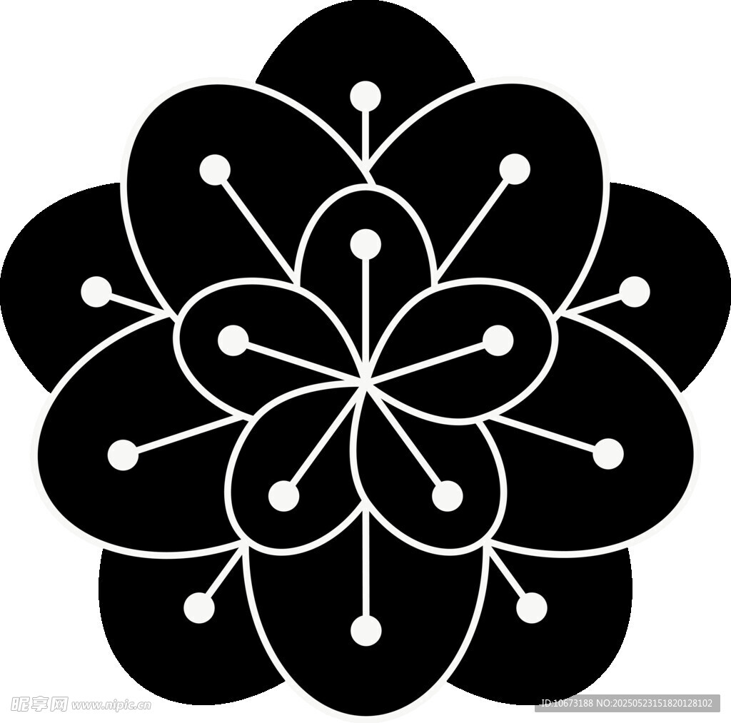简约黑白花朵图案设计