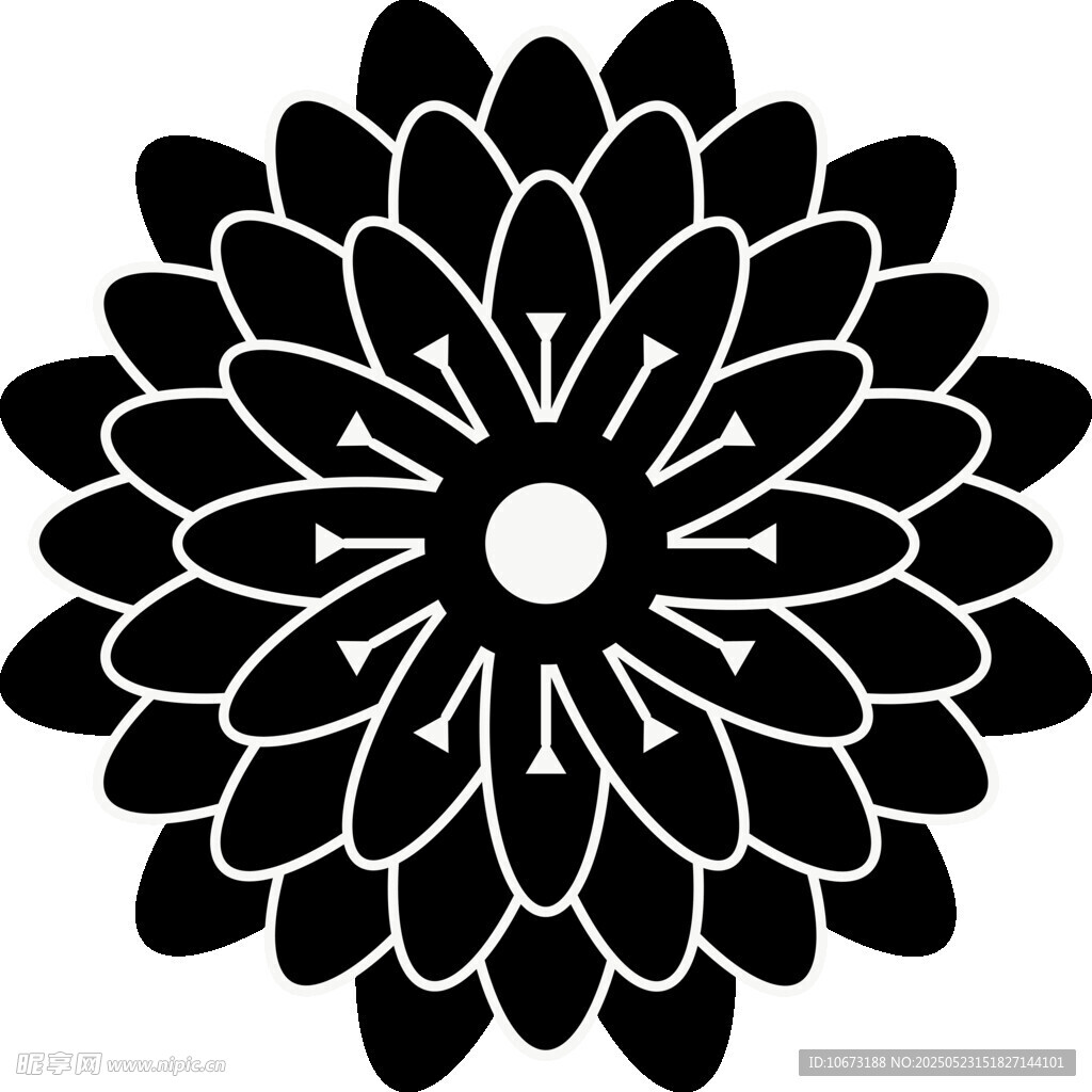 简约黑白花朵图案设计
