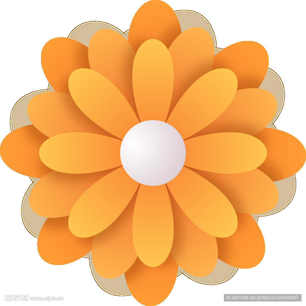 橙色立体花朵图案设计