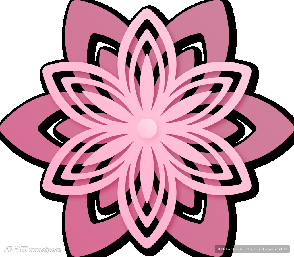 粉色花朵几何图案设计
