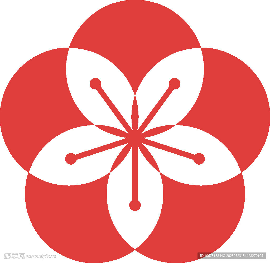 红色花朵几何图案标志