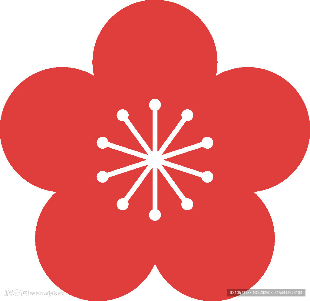 红色五瓣花朵图标