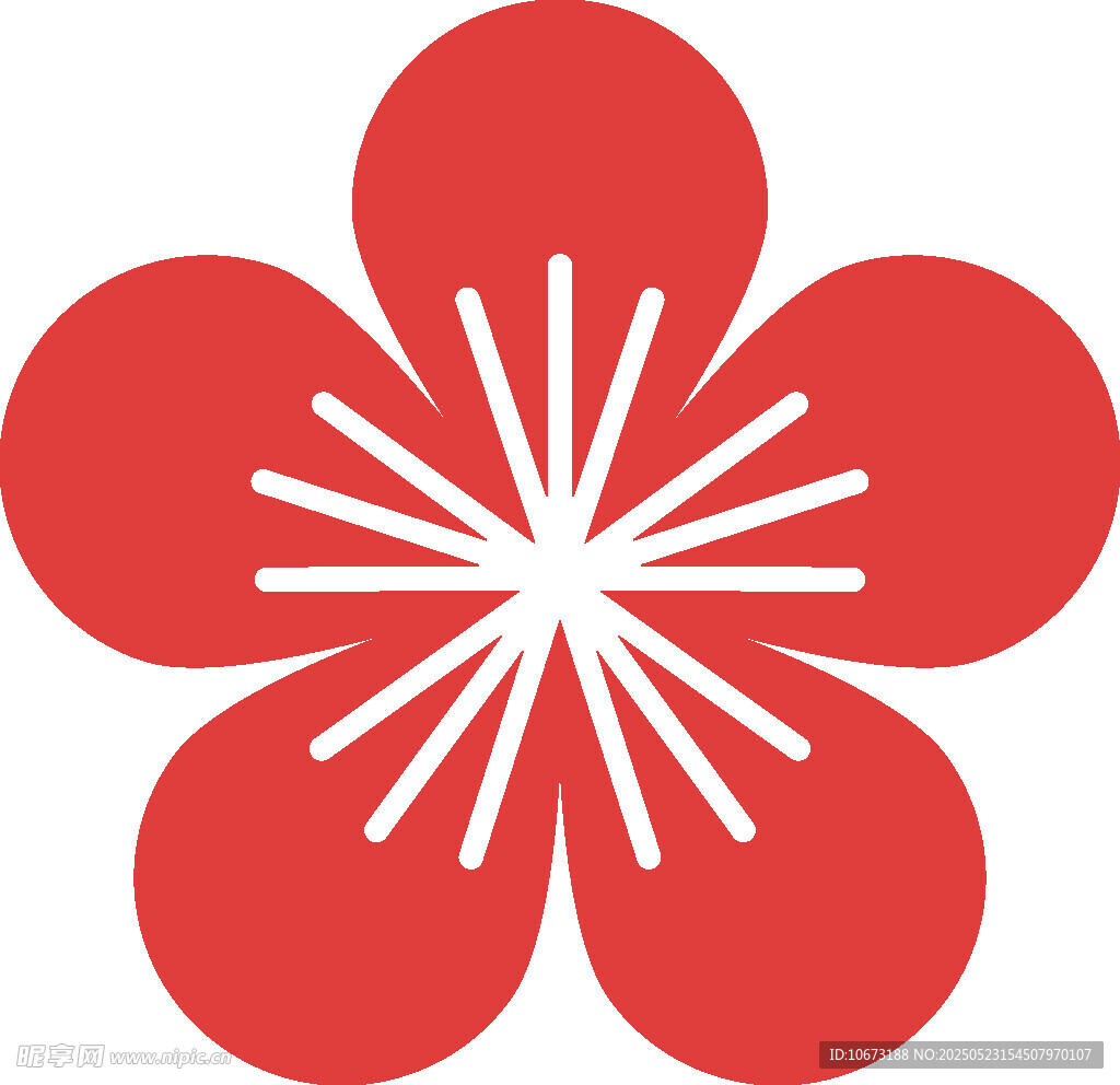红色五瓣花朵图标