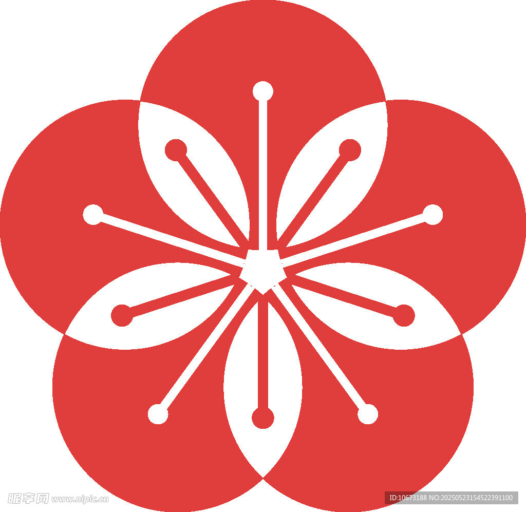 红色简约花朵图标
