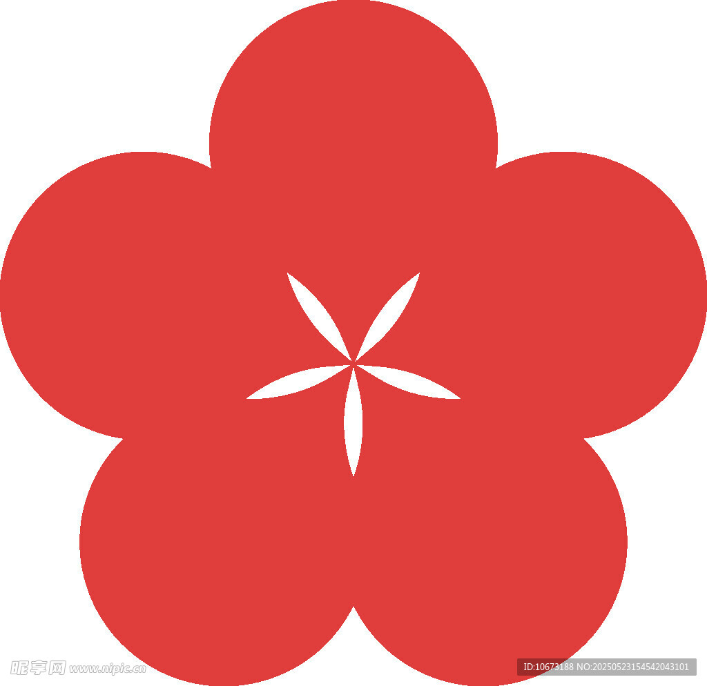 红色五瓣花朵图标