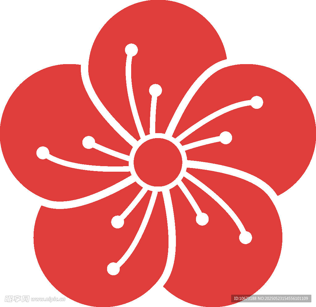 红色简约花朵图案