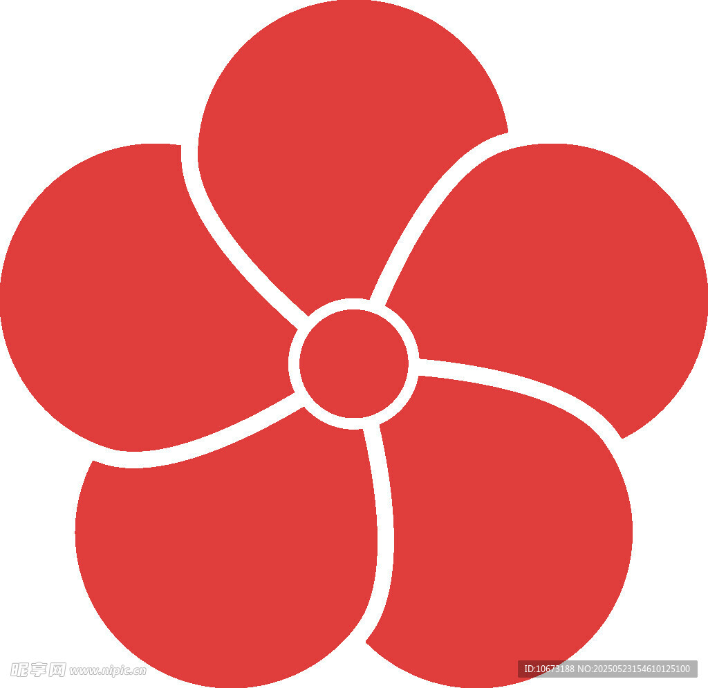 红色五瓣花朵图标