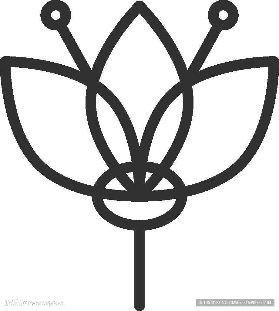 简约线条莲花图案设计