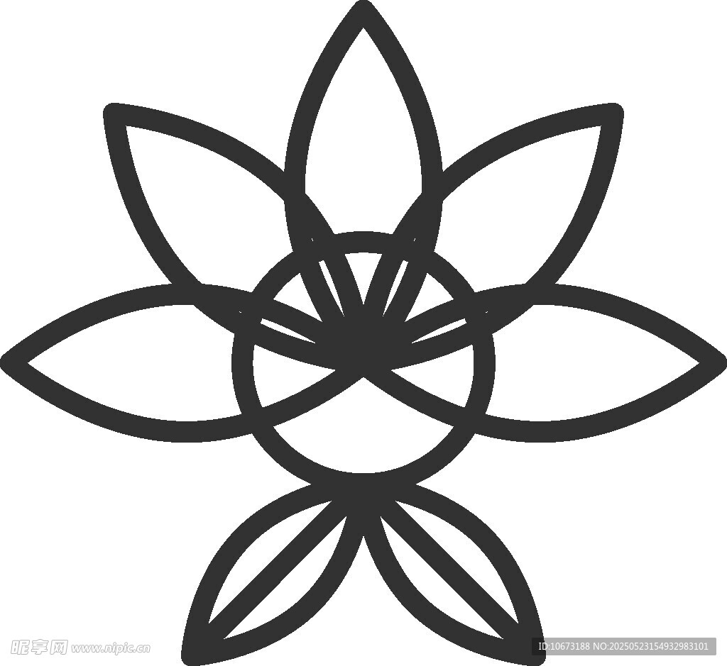 简约莲花线条图案设计