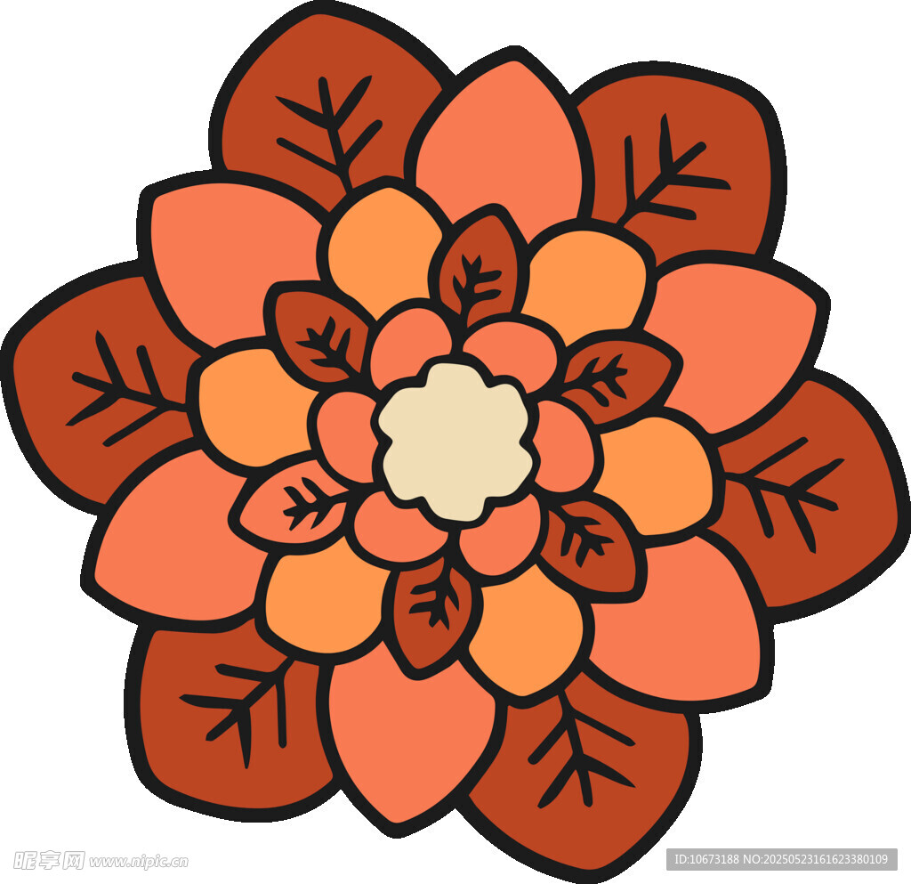 橙色花朵插画图案设计
