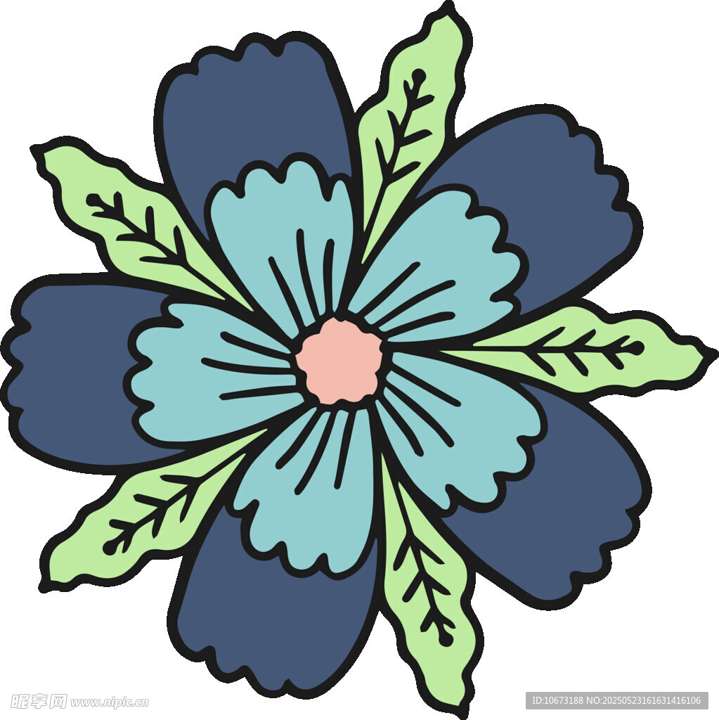 蓝色花朵插画