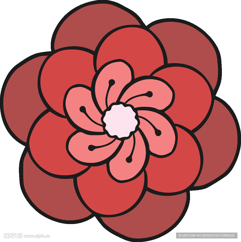 红色花朵插画图案设计