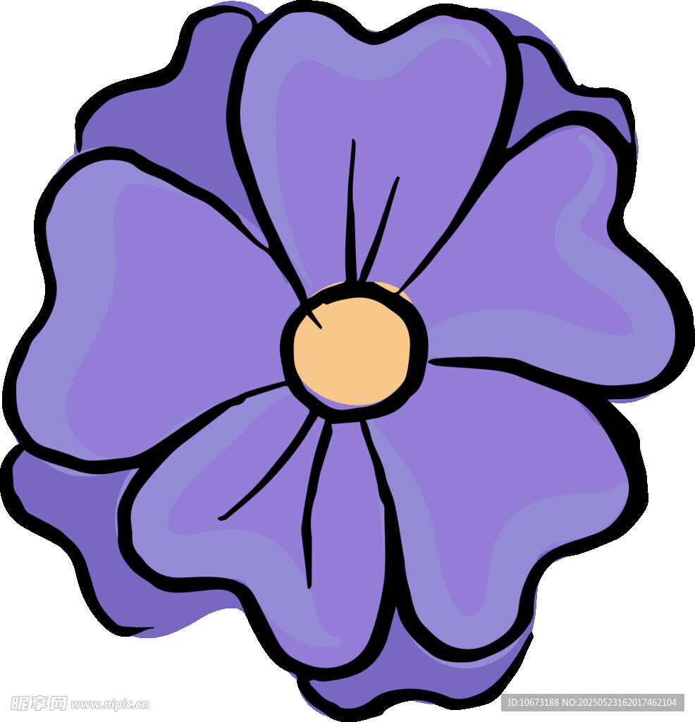 紫色卡通花朵插画