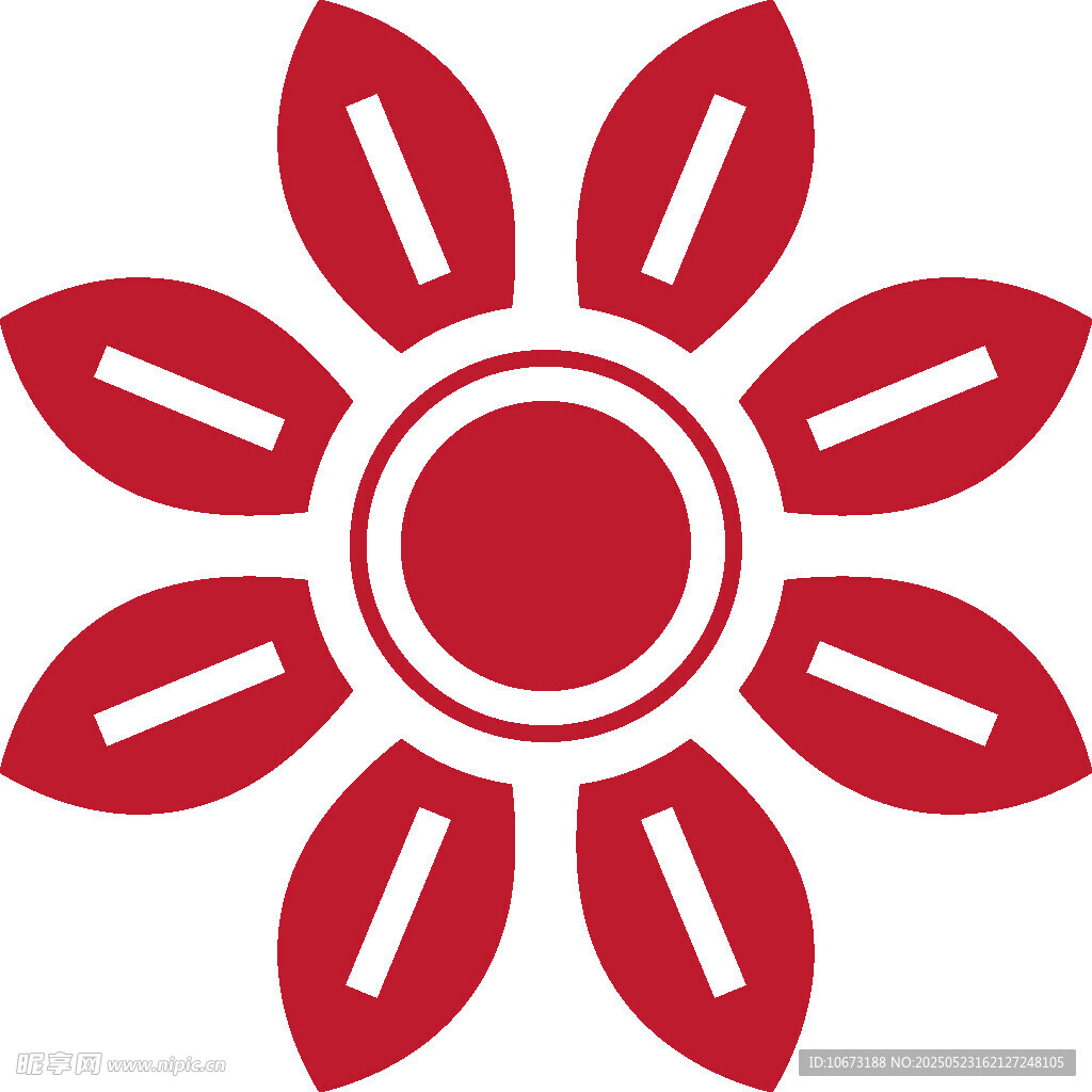 红色八瓣花朵图案