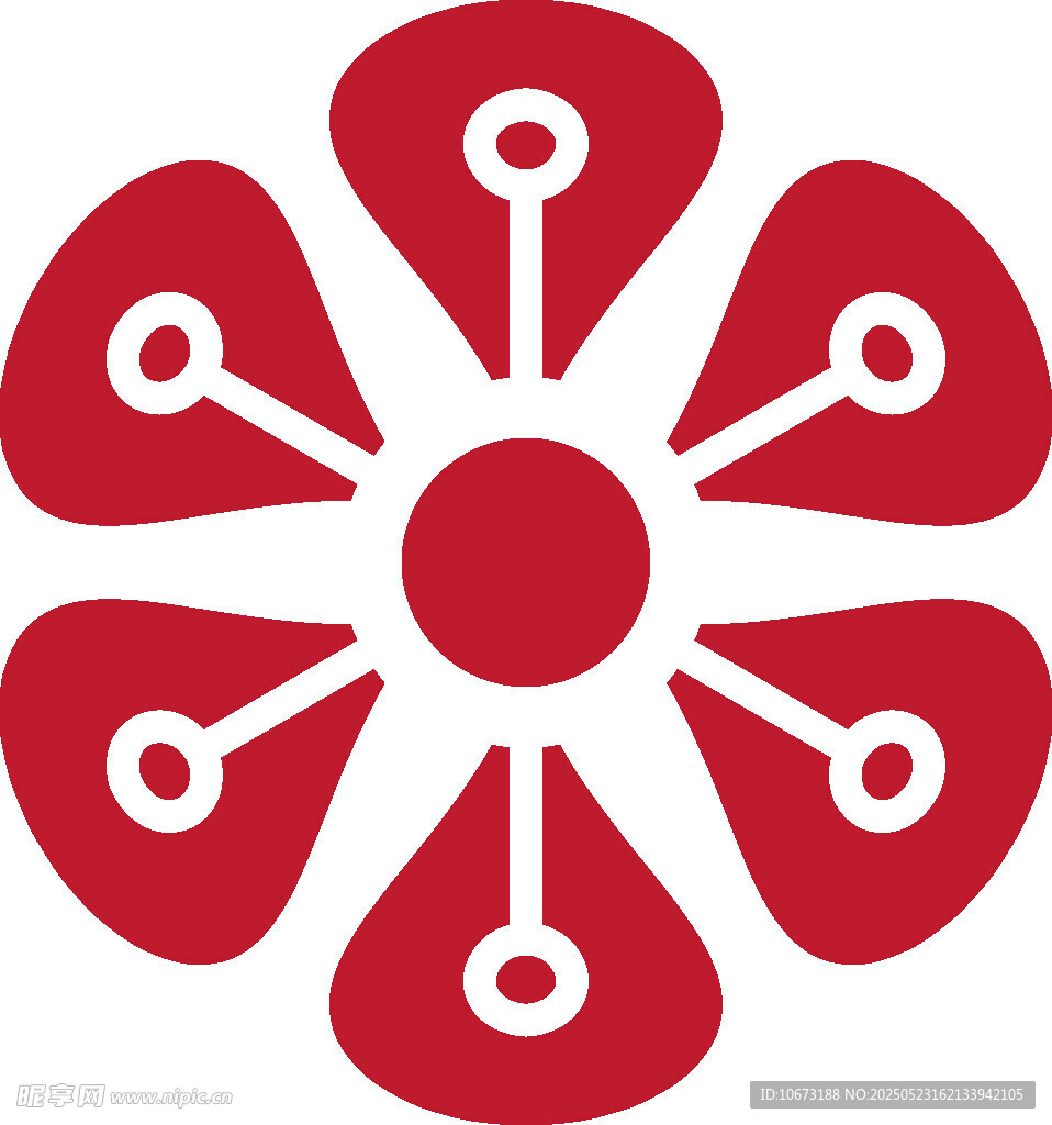 红色花瓣状几何图案标志