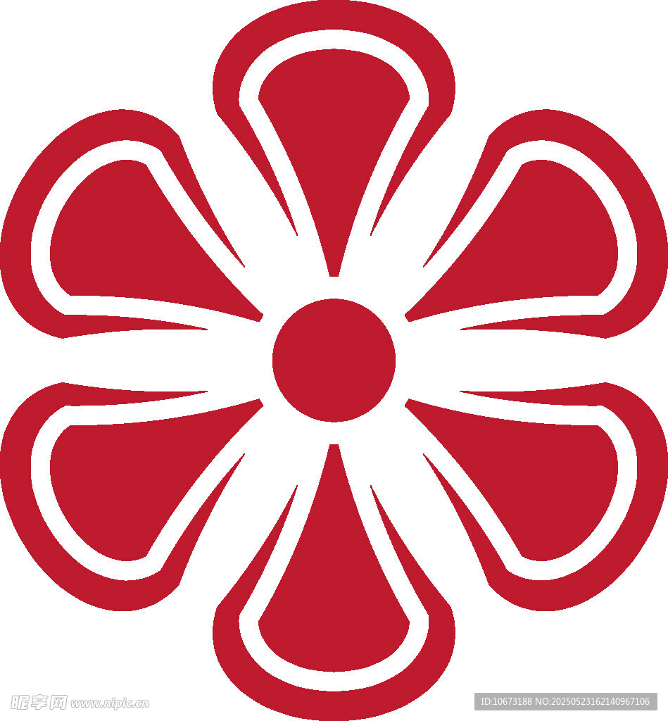 红色花瓣状几何图案标志