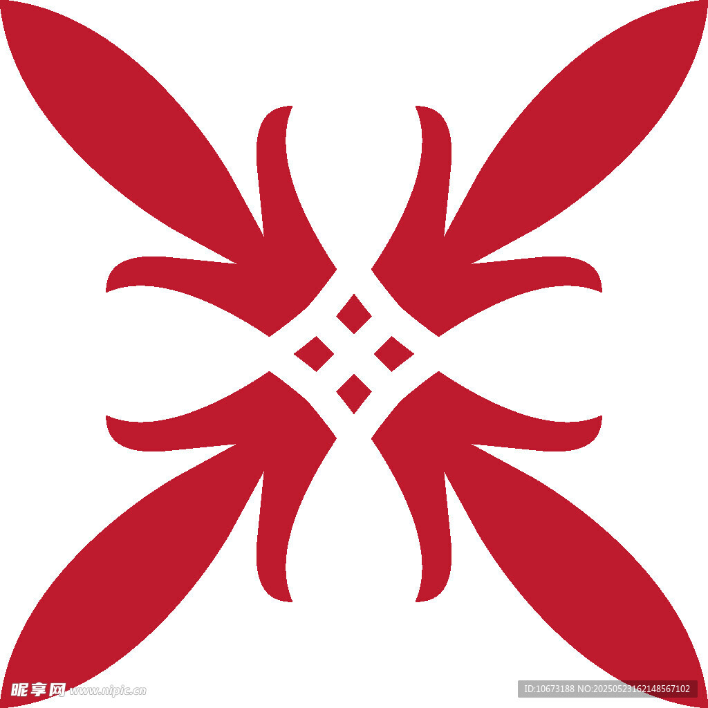 红色对称花纹图案