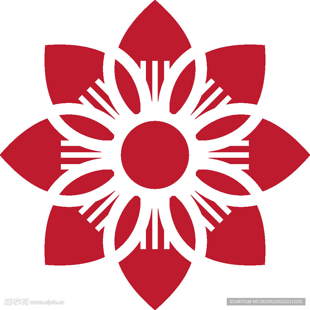 红色花朵几何图案设计
