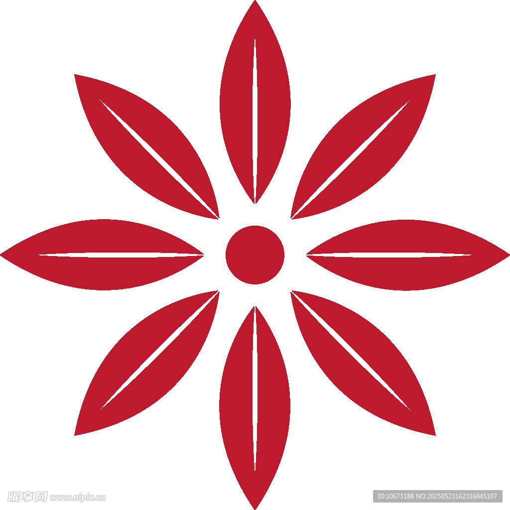 红色八瓣花朵图案