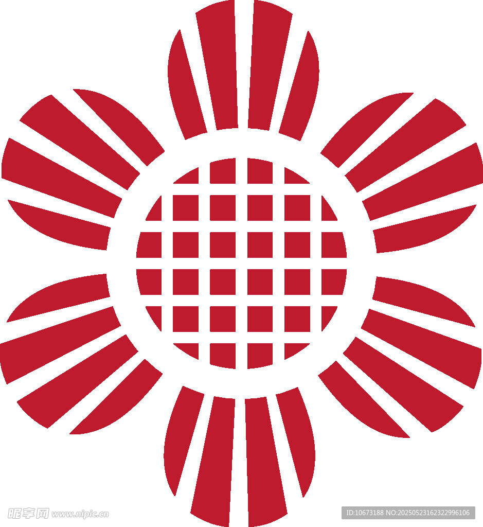 红色花朵状几何图案标志