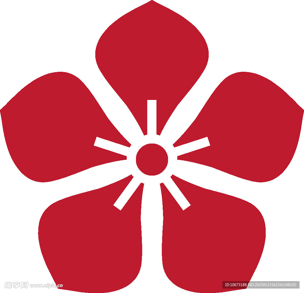 红色五瓣花朵图案