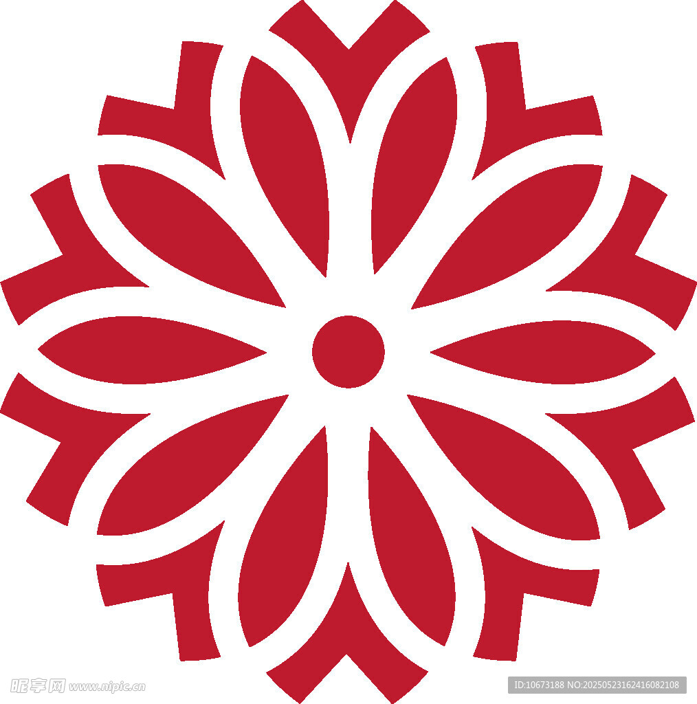 红色花朵几何图案设计