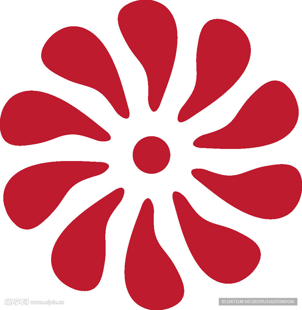 红色花瓣状花朵图案