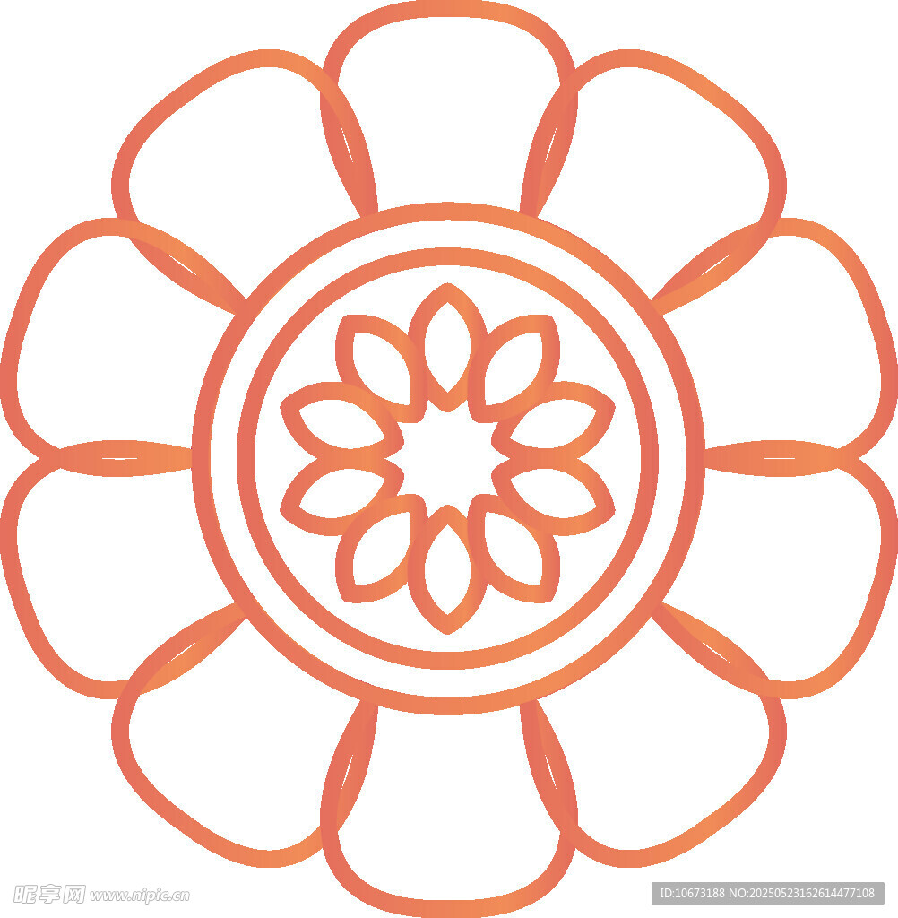 橙色花朵几何图案装饰