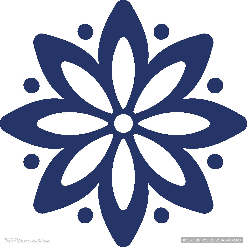 蓝色花朵图案装饰元素