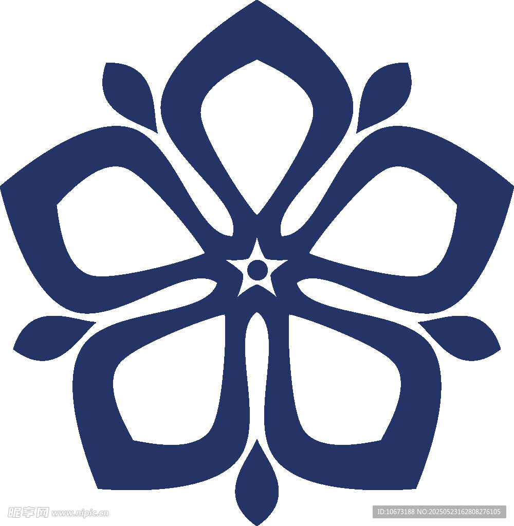 蓝色花朵几何图案设计