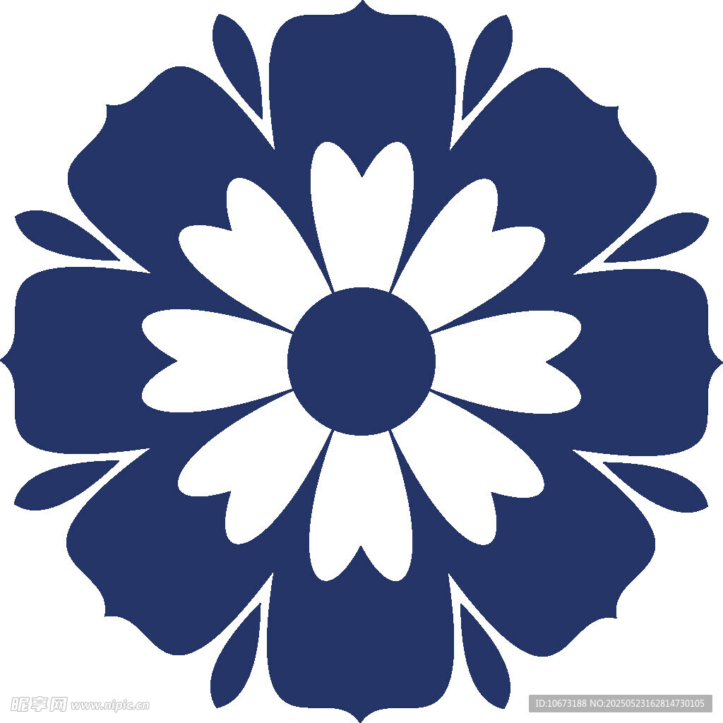 蓝白花朵图案