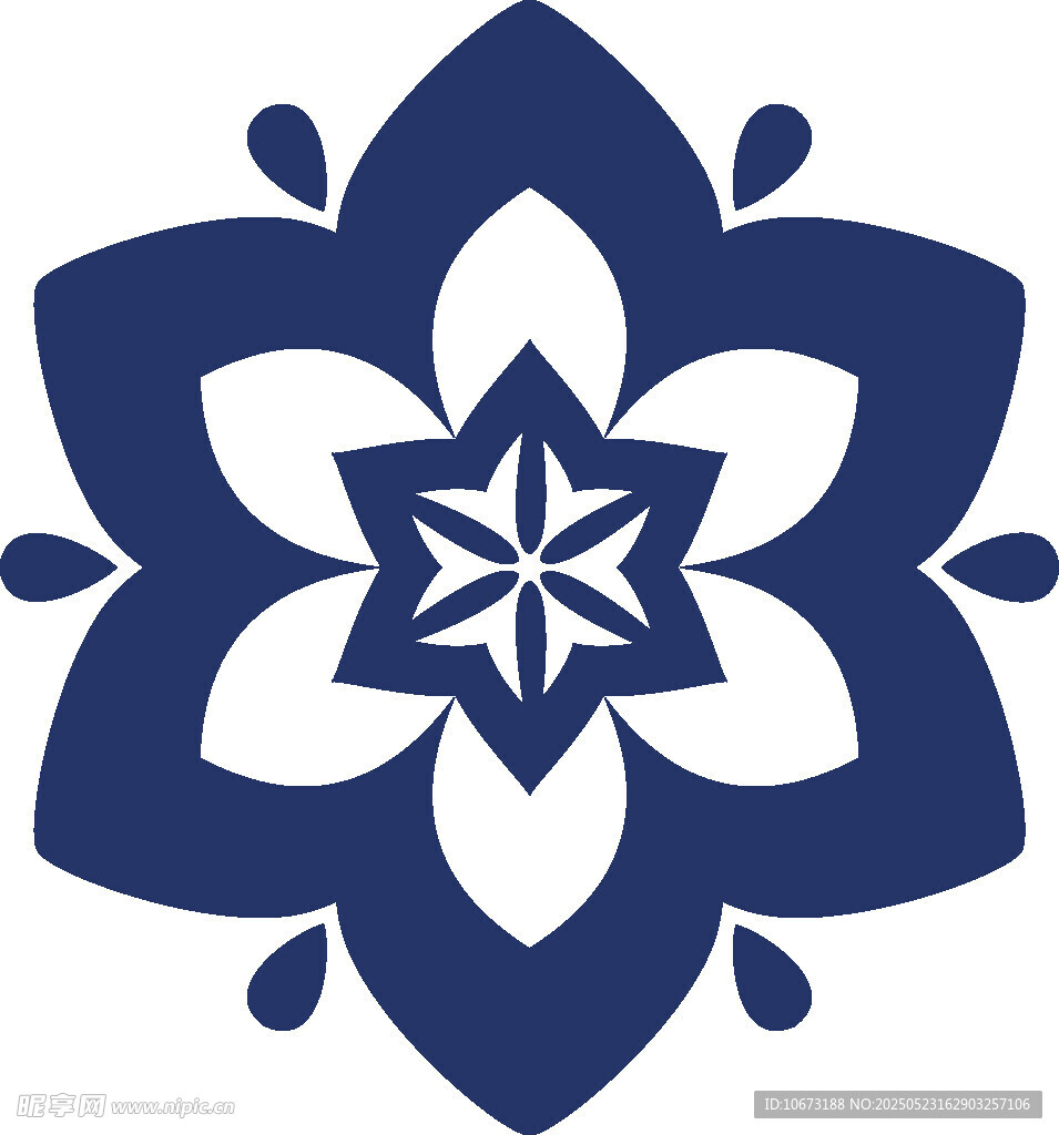蓝白花朵几何图案设计
