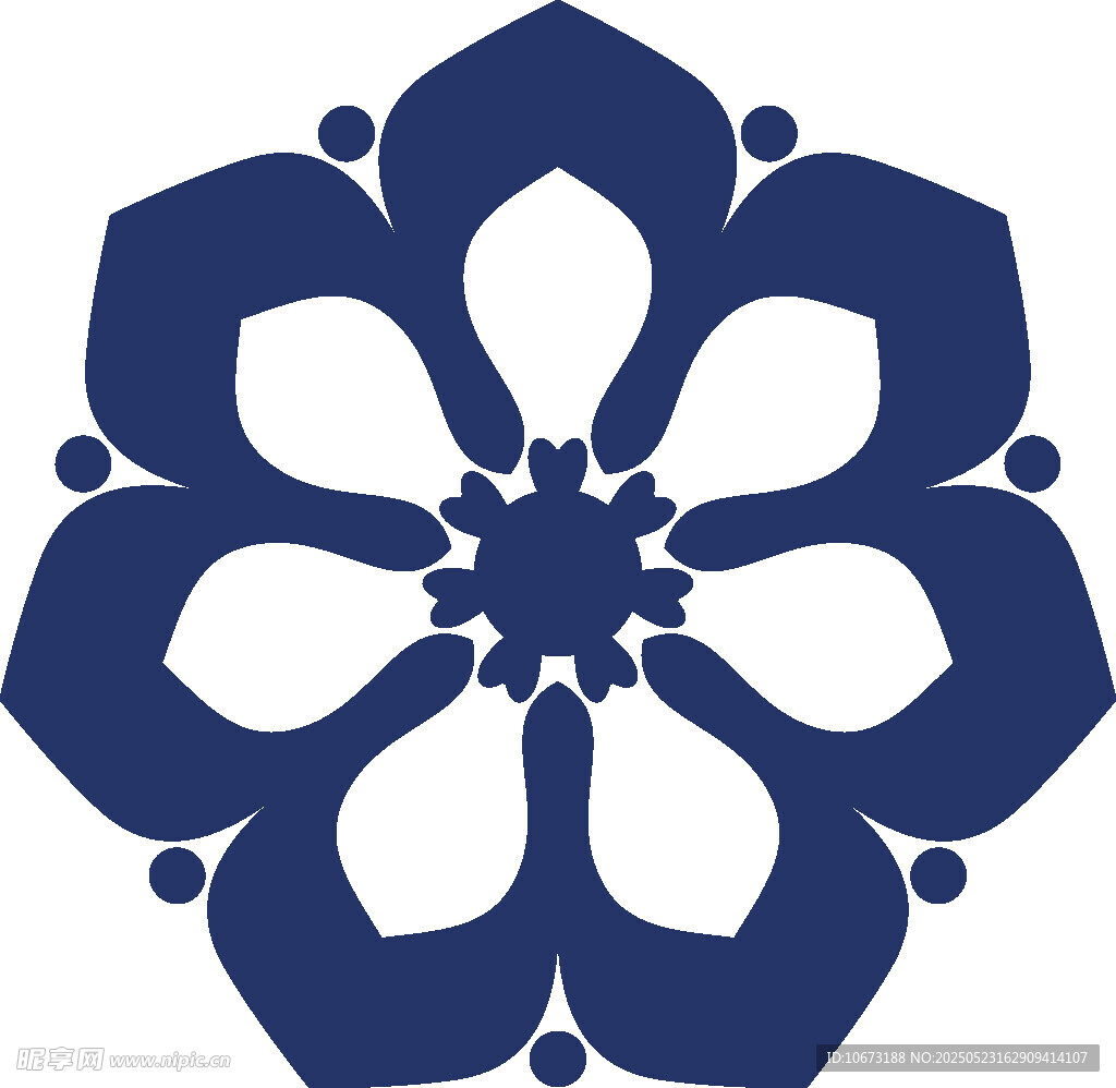 蓝色花朵图案装饰元素
