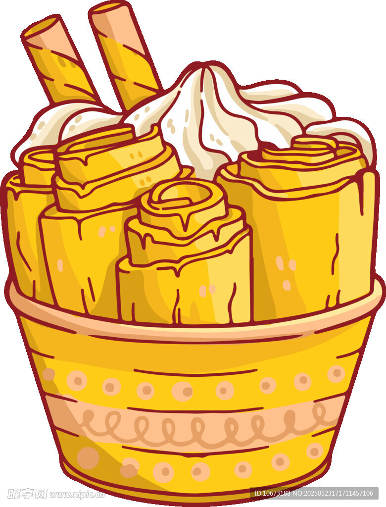 美味冰淇淋卷甜品插画
