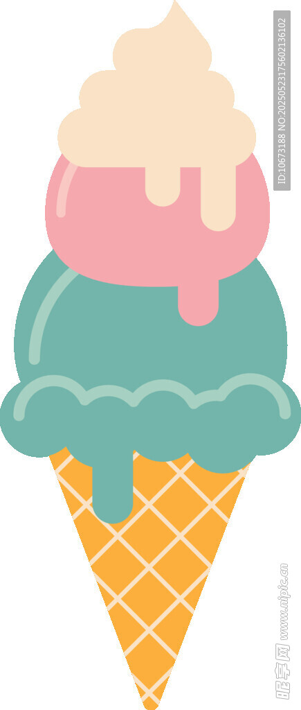 三色冰淇淋甜筒