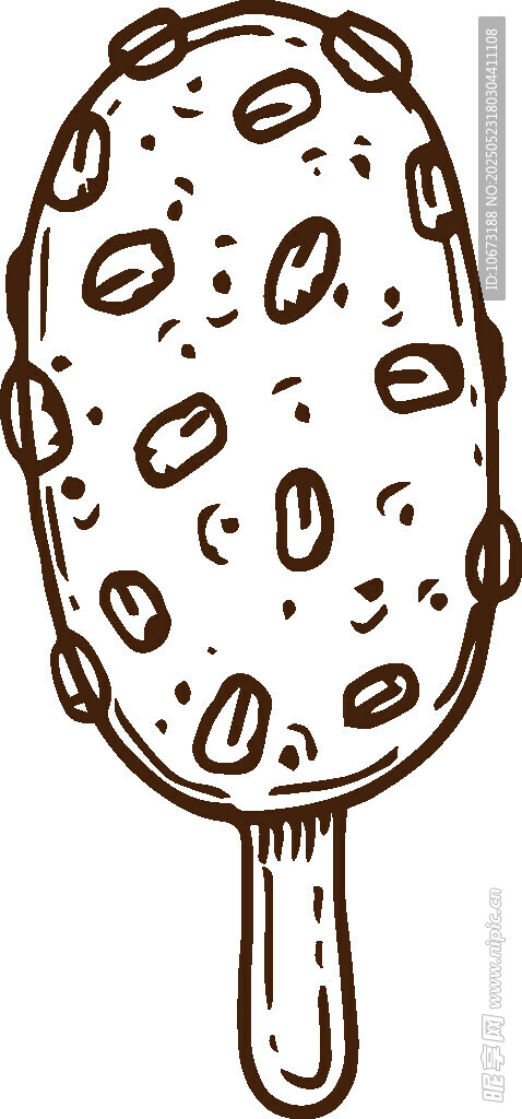 巧克力坚果冰淇淋插画