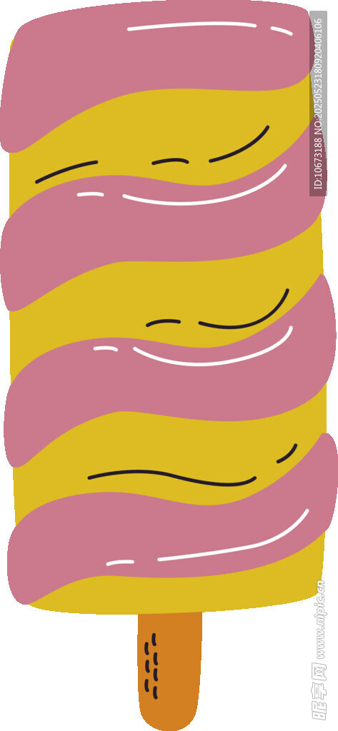 彩色条纹冰淇淋插画