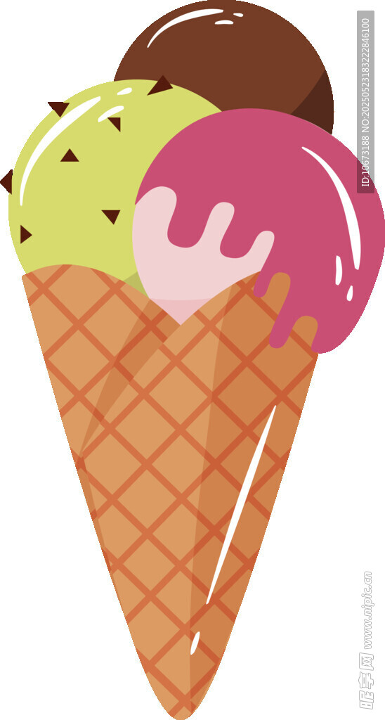 美味三色冰淇淋甜筒