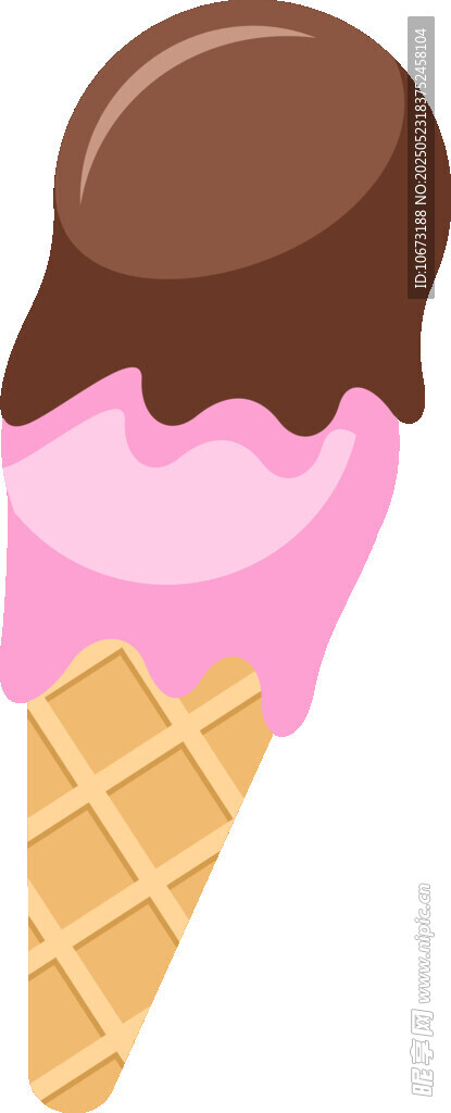 美味双色冰淇淋甜筒