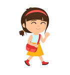 背着书包上学的可爱女孩