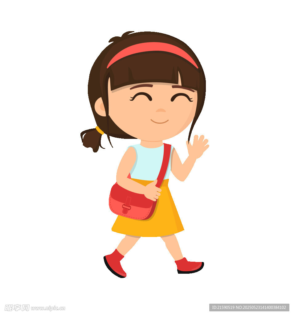 背着书包上学的可爱女孩