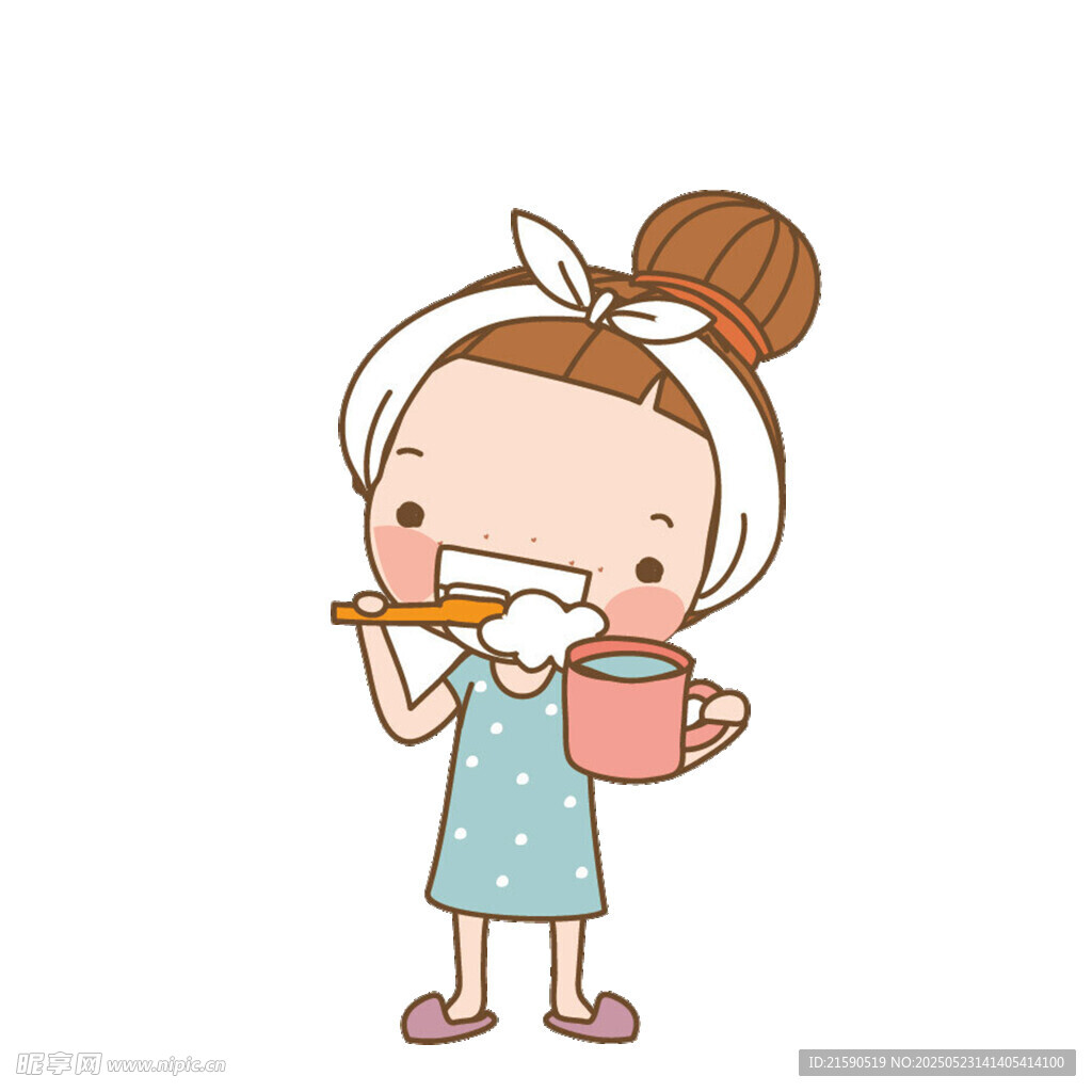 小女孩刷牙可爱瞬间