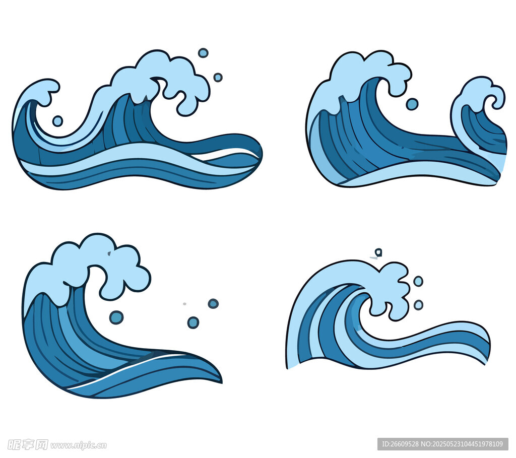 蓝色海浪图案设计元素