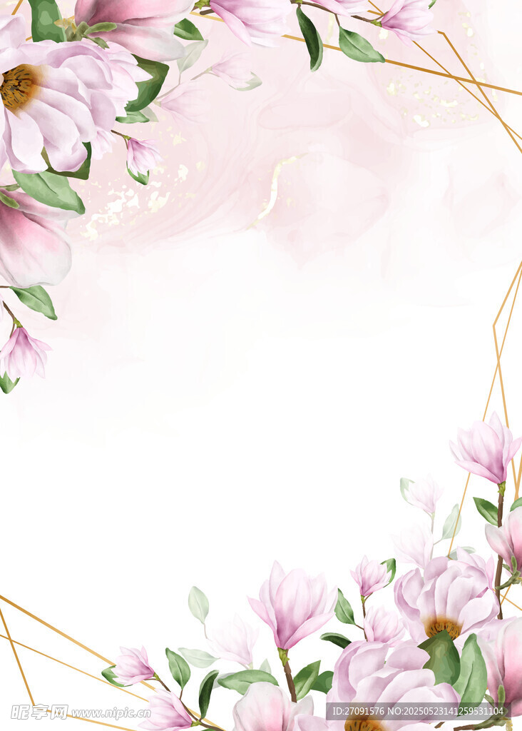 粉色花卉边框背景图