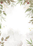 清新绿植水彩边框背景图