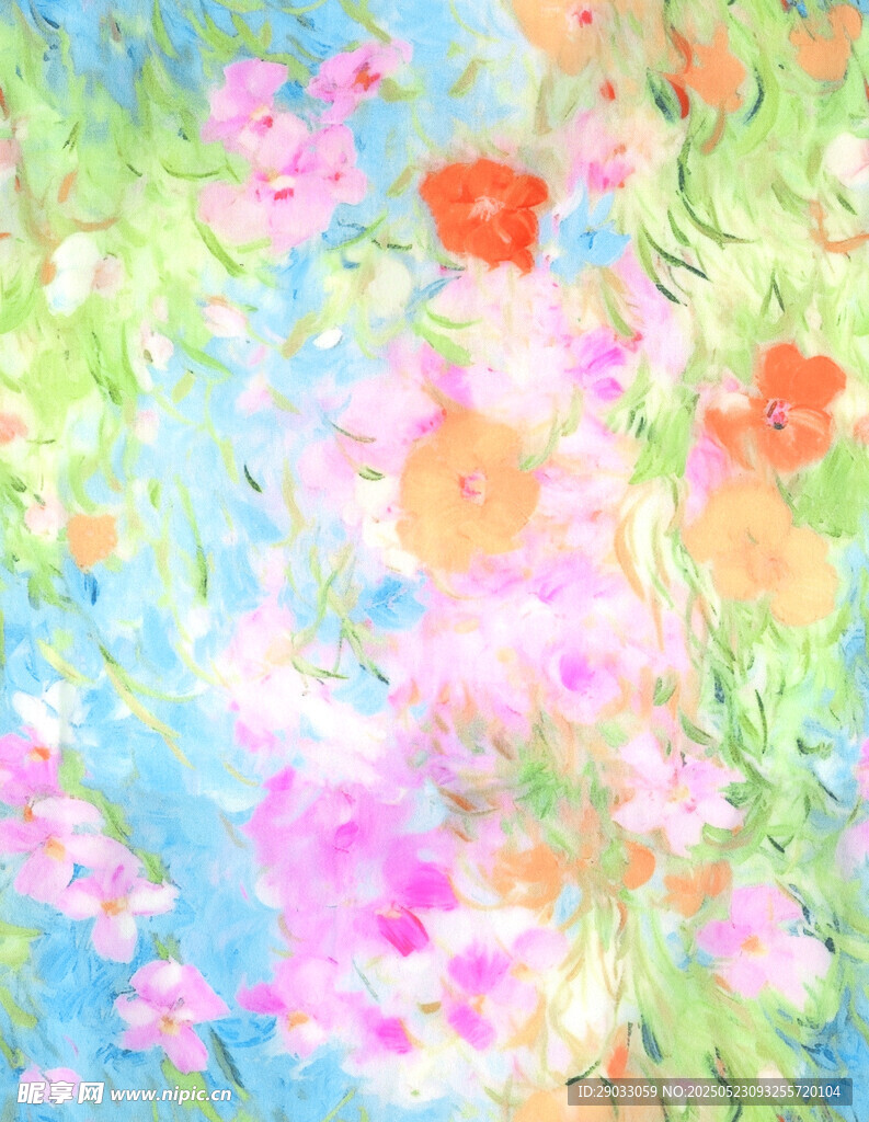 梦幻多彩花卉水彩画